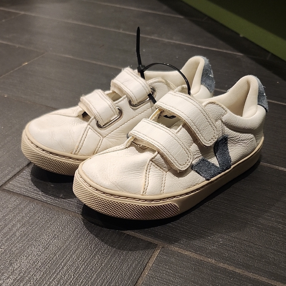 Veja Kids Cream Leather Sneakers with Gray Suede V
